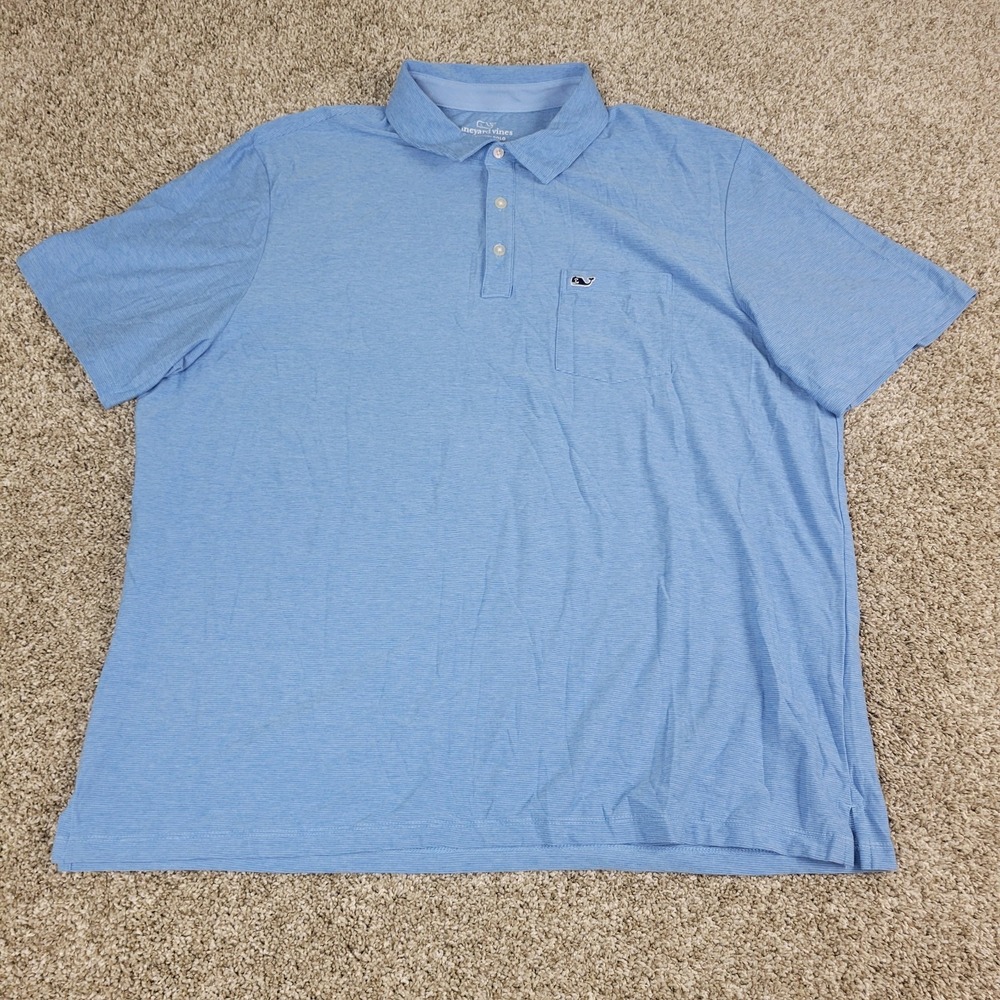 Vineyard Vines Edgartown Mens XL Blue Performance Stretch Polo SS Whale - Picture 2 of 5